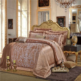Gold Luxury Silk Satin Jacquard Duvet Cover 4 piece Bedding Set