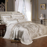 Gold Luxury Silk Satin Jacquard Duvet Cover 4 piece Bedding Set