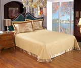 Gold Luxury Silk Satin Jacquard Duvet Cover 4 piece Bedding Set
