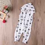 Arrow Zipper Hooded Romper for Baby Boys