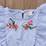 Flower Stripe Sleeveless Ruffle Romper for Baby Girl