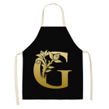 Gold Letter Alphabet Pattern Kitchen Apron For Woman