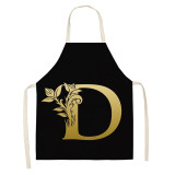 Gold Letter Alphabet Pattern Kitchen Apron For Woman