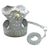 Soft Mesh Puppy Dog Harness Leash Set With Bell