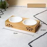 Dog Bowl Bamboo Holder Feeder