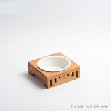 Dog Bowl Bamboo Holder Feeder