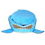 Blue Grey Cartoon Shark Dog Bed