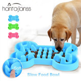 Dog Bowl Healthy Soft Rubber Slow Food Feeder