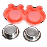 Dog Cat Food Water Double Stainless Steel Bowl