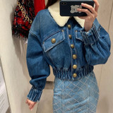 Faux Fur Collared Denim Jacket