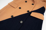 Patchwork wool-blend color-block loose coat