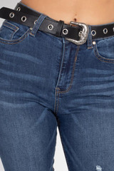 Distressed Skinny Jeans in Dark Denim