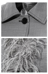 Asymmetric Spliced Feather Lapel Coat