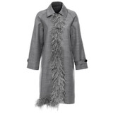 Asymmetric Spliced Feather Lapel Coat