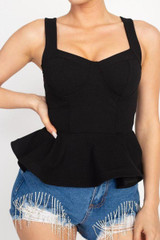Sweetheart Bustier Peplum Top in black