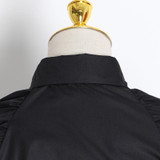 Lapel collar cut out crop top in colors