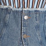 Denim Patchwork Striped Shirt