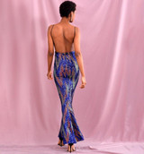 ISABELLA V-Neck Geometric Sequins Maxi Dress