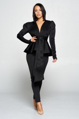 ORGANA belted peplum top and pants set