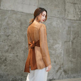 Color-block sweetheart blouse