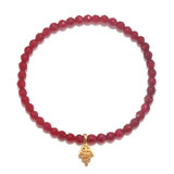 Fuchsia Agate Gold Hamsa Stretch Bracelet