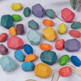 Wood Balancing Stacked Stones-RAINBOW