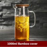 1L/1.2L/1.5L Transparent Glass Water Jug Pot Cha Tea Kettle Lemonade Pitcher Heat-resistant Explosion-proof Heatable Carafe