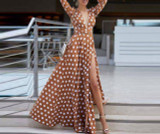 Bohemian Polka Dots Split Maxi Dress