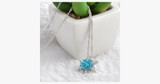 Blue Crystal Snowflake Zircon Flower Silver Necklaces & Pendant