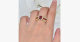Gold Plated Crimson Garnet Ring