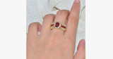 Gold Plated Crimson Garnet Ring