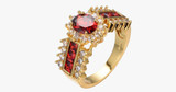 Gold Plated Crimson Garnet Ring