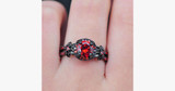 Shiny Red Garnet Flower Ring