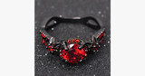 Shiny Red Garnet Flower Ring