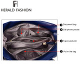Herald Fashion Designer Women Handbag Female PU Leather Bags Handbags Ladies Portable Shoulder Bag Office Ladies Hobos Bag Totes