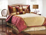 Danbury 7 PC Queen Size Comforter Set Red Gold - Comforter Set Queen
