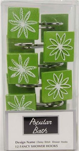 Daisy Stitch Lime Shower Hooks - Bath Rug