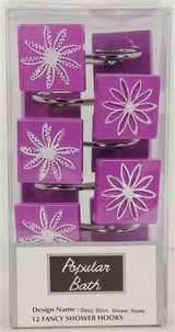 Daisy Stitch Lilac Shower Hooks - 3PC Towel Set