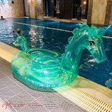 240cm Giant Glitter Unicorn Pool Float Inflatable Magical Unicorn Pool Float with Glitter Inside Summer Water Toys Swimming Ring