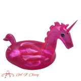 240cm Giant Glitter Unicorn Pool Float Inflatable Magical Unicorn Pool Float with Glitter Inside Summer Water Toys Swimming Ring