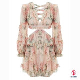 High Quality  Summer V-neck Sexy Backless Long Sleeve Floral Print Mini Dress High Quality  Summer V-neck Sexy Backless Long Sleeve Floral Print Mini Dress