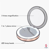 LED Lighted Vanity Travel Makeup Mirror Foldable Compact USB Charging Cosmetic Makeup Mirror Light Beauty Tools
