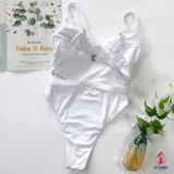 Sexy Belt One Piece Swimsuit Women Swimwear Folds Bodysuit Swimsuit Push Up