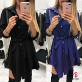 Irregular tie waist shirt dress Women wrap dress Long sleeve turn down collar short mini dresses Irregular tie waist shirt dress Women wrap dress Long sleeve turn down collar short mini dresses