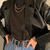 PU women leather jacket autumn coat