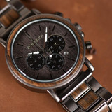 Wood Stainless Steel Men Watch Stylish Wooden Timepieces Chronograph Quartz