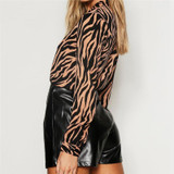 Blouses Long Sleeve Turn Down Collar Chiffon Blouse
