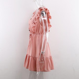 Ruffle Off Shoulder Tunic High Waist Party V Neck Casual Boho Dress