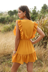 Ruffle Off Shoulder Tunic High Waist Party V Neck Casual Boho Dress
