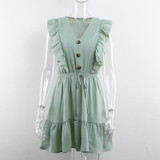 Ruffle Off Shoulder Tunic High Waist Party V Neck Casual Boho Dress